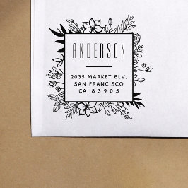 モダンフローラフレームファミリ名差出人住所 セルフインキングスタンプ