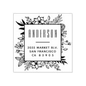 モダンフローラフレームファミリ名差出人住所 ラバースタンプ (インプリント)