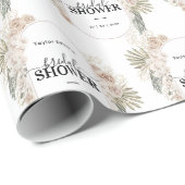 モダンフローラフレームブライダルシャワー白の背景 ラッピングペーパー (ロールコーナー)