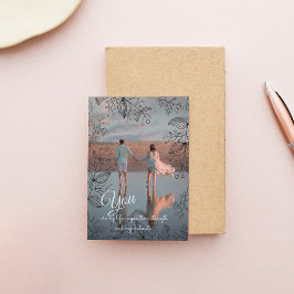 モダンフローラフレーム写真ホリデーズカード サンキューカード