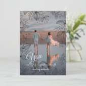 モダンフローラフレーム写真ホリデーズカード サンキューカード (スタンド正面)