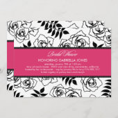 モダンフローラブライダルシャワーの招待(ピンク) 招待状 (正面/裏面)