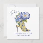 モダンフローラブライダルシャワーサンキューカード (正面)