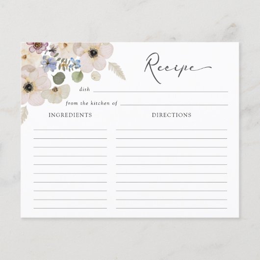 モダンフローラブライダルシャワーレシピカード (正面)