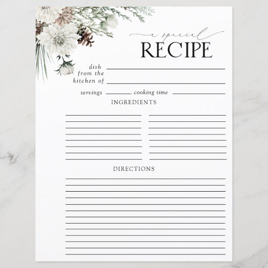 モダンフローラブライダルシャワーレシピバインダーページ (正面)