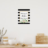 モダンフローラブライダルシャワー歓迎サイン ポスター (キッチン)