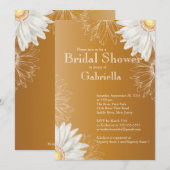 モダンフローラブラウンデイジーブライダルシャワー 招待状 (正面/裏面)