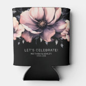 モダンフローラブラック赤面ピンク結婚式の引き出物 缶クーラー (裏面)