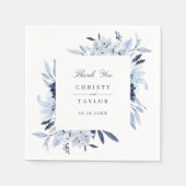 モダンフローラブルーウォーターパーソナライズされた色 スタンダードカクテルナプキン (正面)