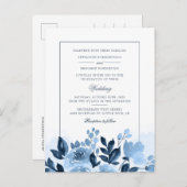 モダンフローラブルーウォーター結婚カラー花 インビテーションポストカード (正面/裏面)