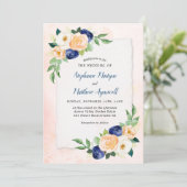 モダンフローラブルーコーラルウォーター結婚カラー 招待状 (スタンド正面)