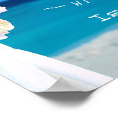 モダンフローラブルー海ビーチブライダルシャワー標識 ポスター (角)