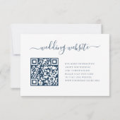 モダンフローラブルーQRコー結婚ドの返信 出欠カード (裏面)
