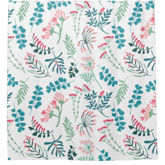 モダンフローラプリント シャワーカーテン (正面)