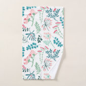 モダンフローラプリント バスタオルセット (ハンドタオル)