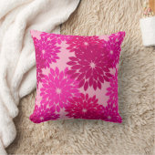 モダンフローラプリント、ピンク、明るい赤紫色、ワイン クッション (ブランケット)