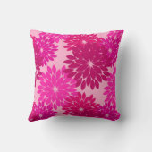 モダンフローラプリント、ピンク、明るい赤紫色、ワイン クッション (裏面)