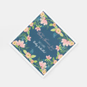 モダンフローラボホシンプルガールベビーシャワーネイビー スタンダードランチョンナプキン (角)