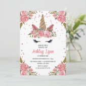 モダンフローラマジカルユニコーン誕生日招待状 招待状 (スタンド正面)