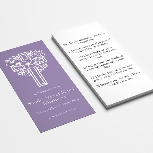 モダンフローラミニマルクロス記念祈りの言葉カード 名刺