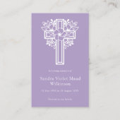 モダンフローラミニマルクロス記念祈りの言葉カード 名刺 (正面)