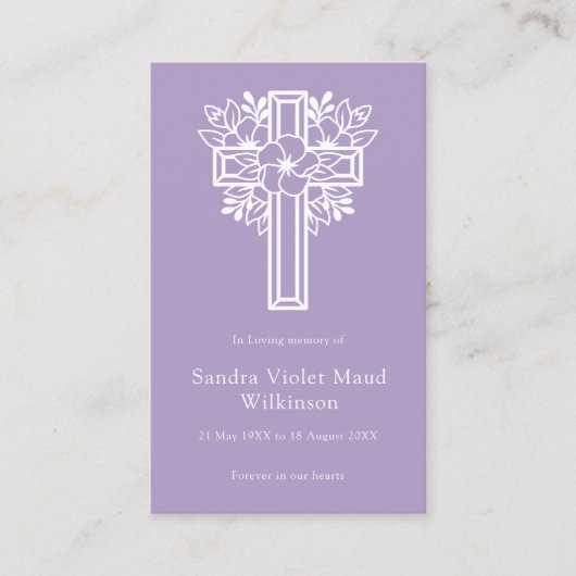 モダンフローラミニマルクロス記念祈りの言葉カード 名刺 (正面)