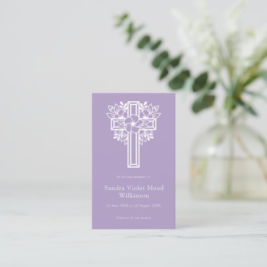 モダンフローラミニマルクロス記念祈りの言葉カード 名刺 (スタンド正面)