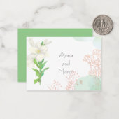 モダンフローラミニマル結婚式招待状 ノートカード (正面/裏面インサイチュ)