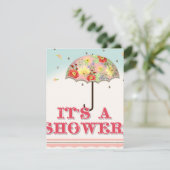 モダンフローラモダンラヌンキュラス傘ベビーシャワー 招待状 (スタンド正面)