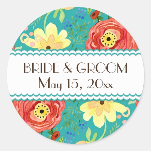 モダンフローラモダンラヌンキュラス葉バラブラケット ラウンドシール (正面)