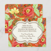 モダンフローラモダンラヌンキュラス葉バラブラケット 招待状 (正面/裏面)