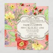 モダンフローラモダンラヌンキュラス葉バラブラケット 招待状 (正面/裏面)