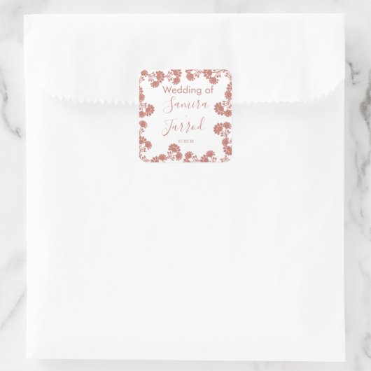 モダンフローラモチ結婚ーフの額 スクエアシール (バッグ)