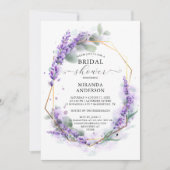 モダンフローララベンダー幾何ブライダルシャワー 招待状 (正面)