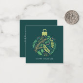 モダンフローラリーフオーナメントハッピーホリデイズ ノートカード (正面/裏面インサイチュ)