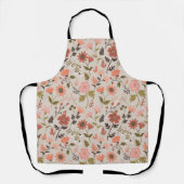モダンフローラリーフプリントピンクグリーン エプロン (正面)