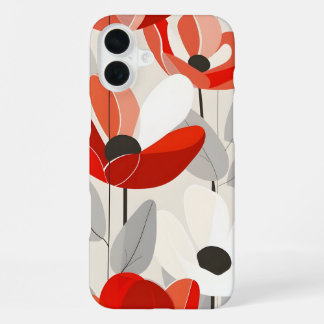 モダンフローラルアートプリント iPhone 16 PLUSケース