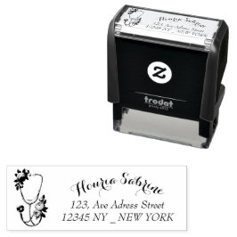 モダンフローラルピンクローズステートスコープ卒業式 セルフインキングスタンプ