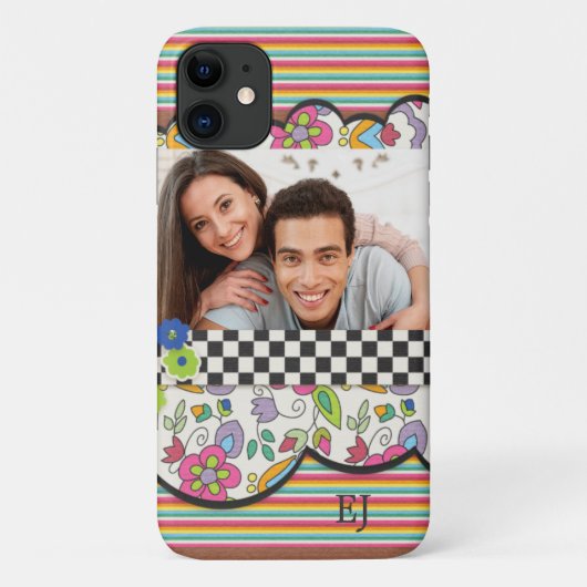 モダンフローラルフォトイニシャル入り Case-Mate iPhoneケース (裏面)