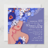 モダンフローラル女性の日昼食会のお祝い 招待状 (正面)