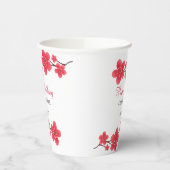 モダンフローラレッドさくらんぼブロッサム桜誕生日 紙コップ (左)