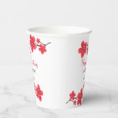 モダンフローラレッドさくらんぼブロッサム桜誕生日 紙コップ (右)