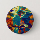 モダンフローラレッドブルーライン抽象芸術アー絵画ト 缶バッジ (正面)