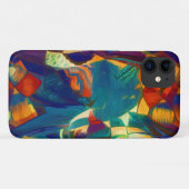 モダンフローラレッドブルーライン抽象芸術アー絵画ト Case-Mate iPhoneケース (裏面(横))