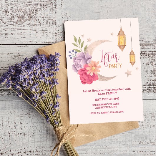 モダンフローラ三日月形パーティの招待状 招待状