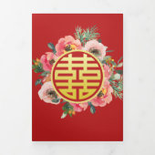 モダンフローラ二重西中国の結婚海 三つ折り招待状 (カバー)
