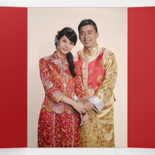 モダンフローラ二重西中国の結婚海 三つ折り招待状 (内部中)