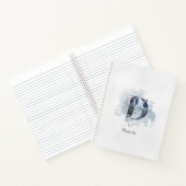 モダンフローラ個人モノグラム文字D青金ゴールド ノートブック (内部)