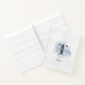 モダンフローラ個人モノグラム文字T青金ゴールド ノートブック (内部)