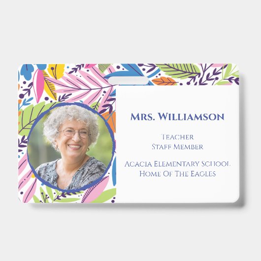 モダンフローラ先生教育者スタッフ写真ID バッジ (正面)